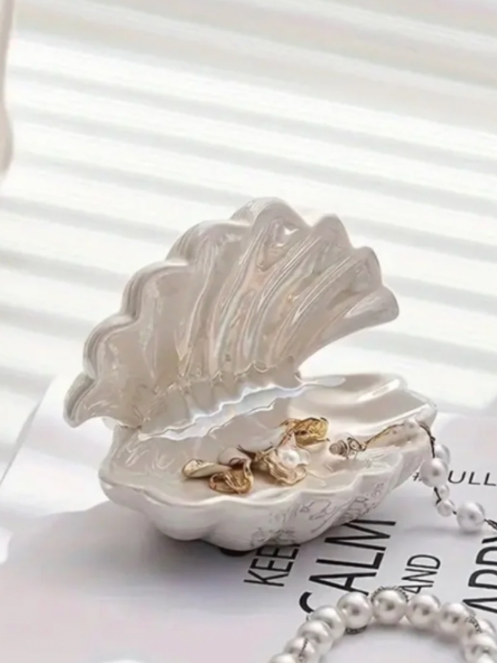 White Ceramic Shell Jewelry Display